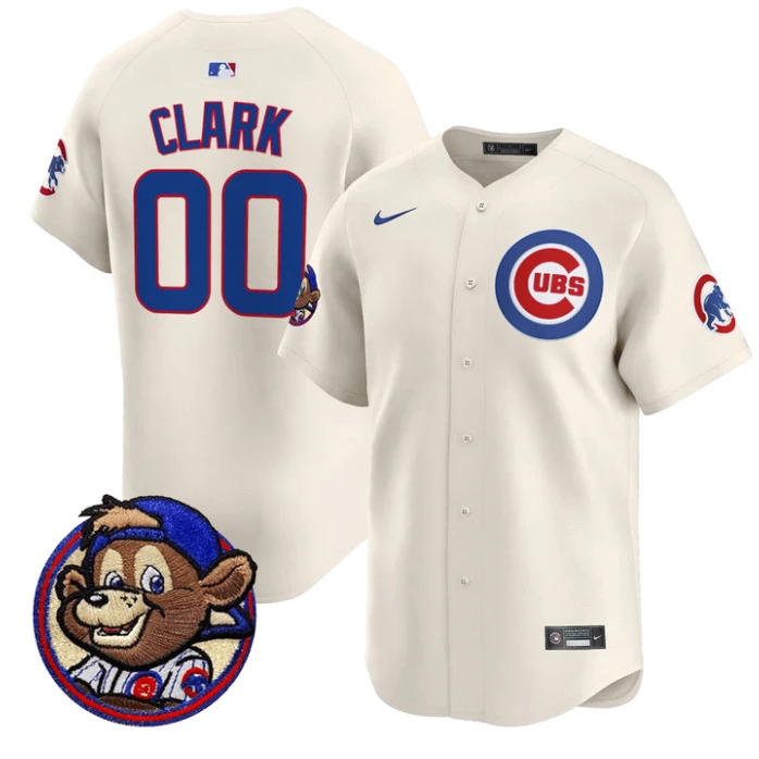 Clark Jersey #00 Chicago Cubs Clark Patch Vapor Premier Limited Stitched Cream by My Store