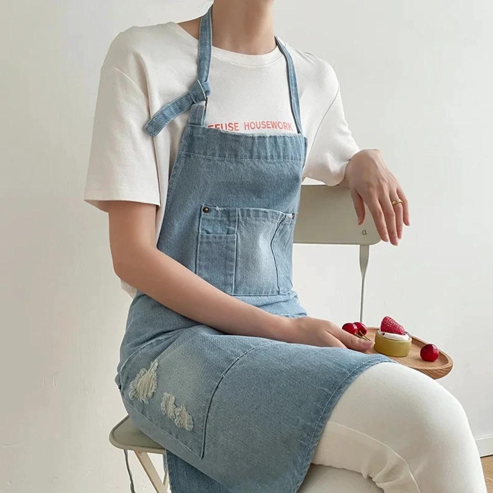 Classic Blue Denim Pocket Apron by Casa & Beyond
