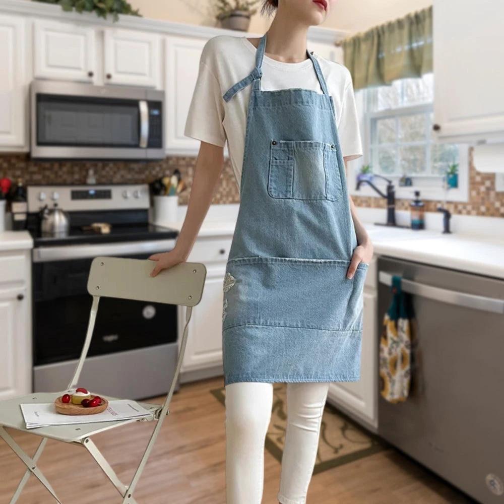 Classic Blue Denim Pocket Apron by Casa & Beyond