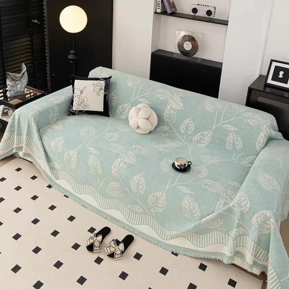 Classic Chenille Leaf Sofa Cover by Casa & Beyond