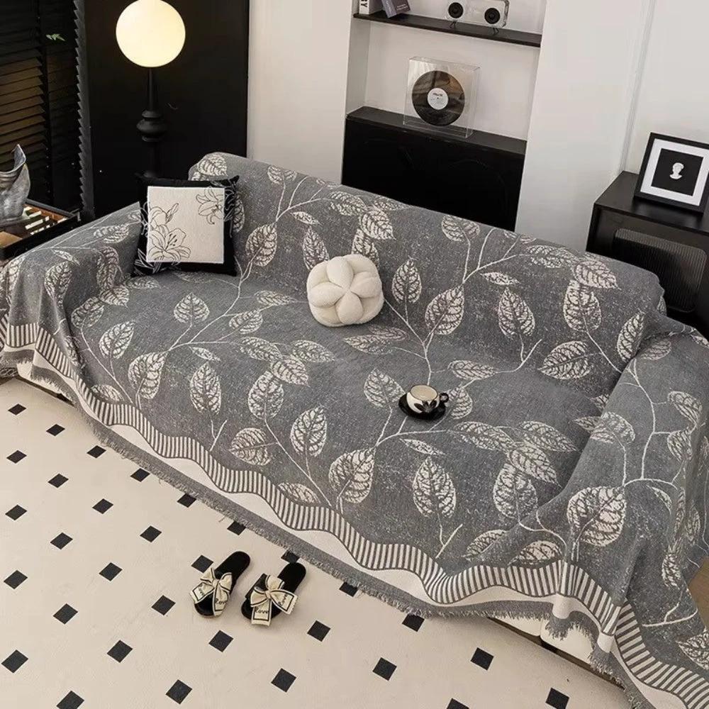 Classic Chenille Leaf Sofa Cover by Casa & Beyond