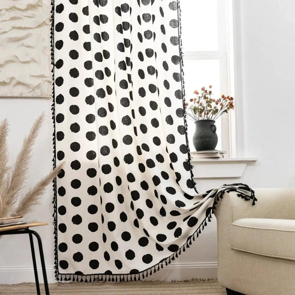 Chic Polka Dot Tassel Window Curtain by Casa & Beyond