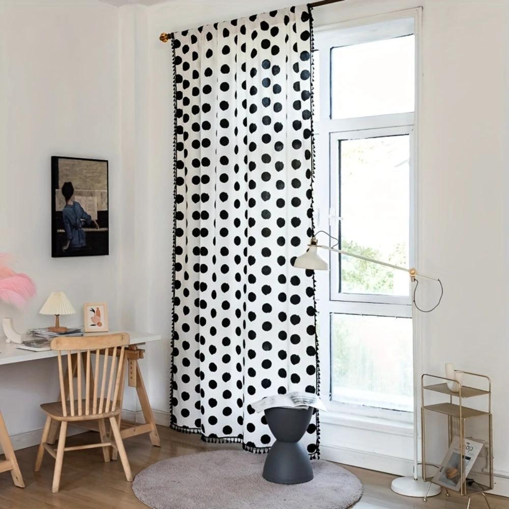 Chic Polka Dot Tassel Window Curtain by Casa & Beyond