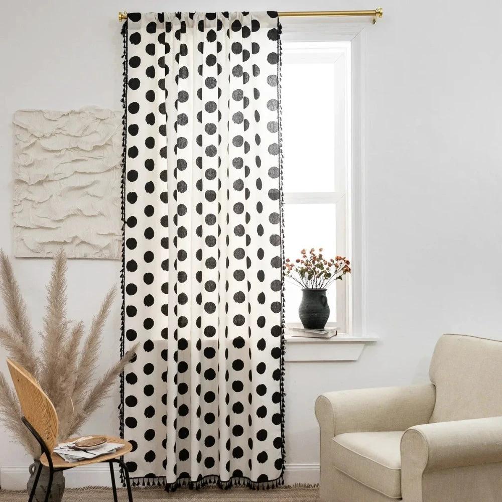 Chic Polka Dot Tassel Window Curtain by Casa & Beyond