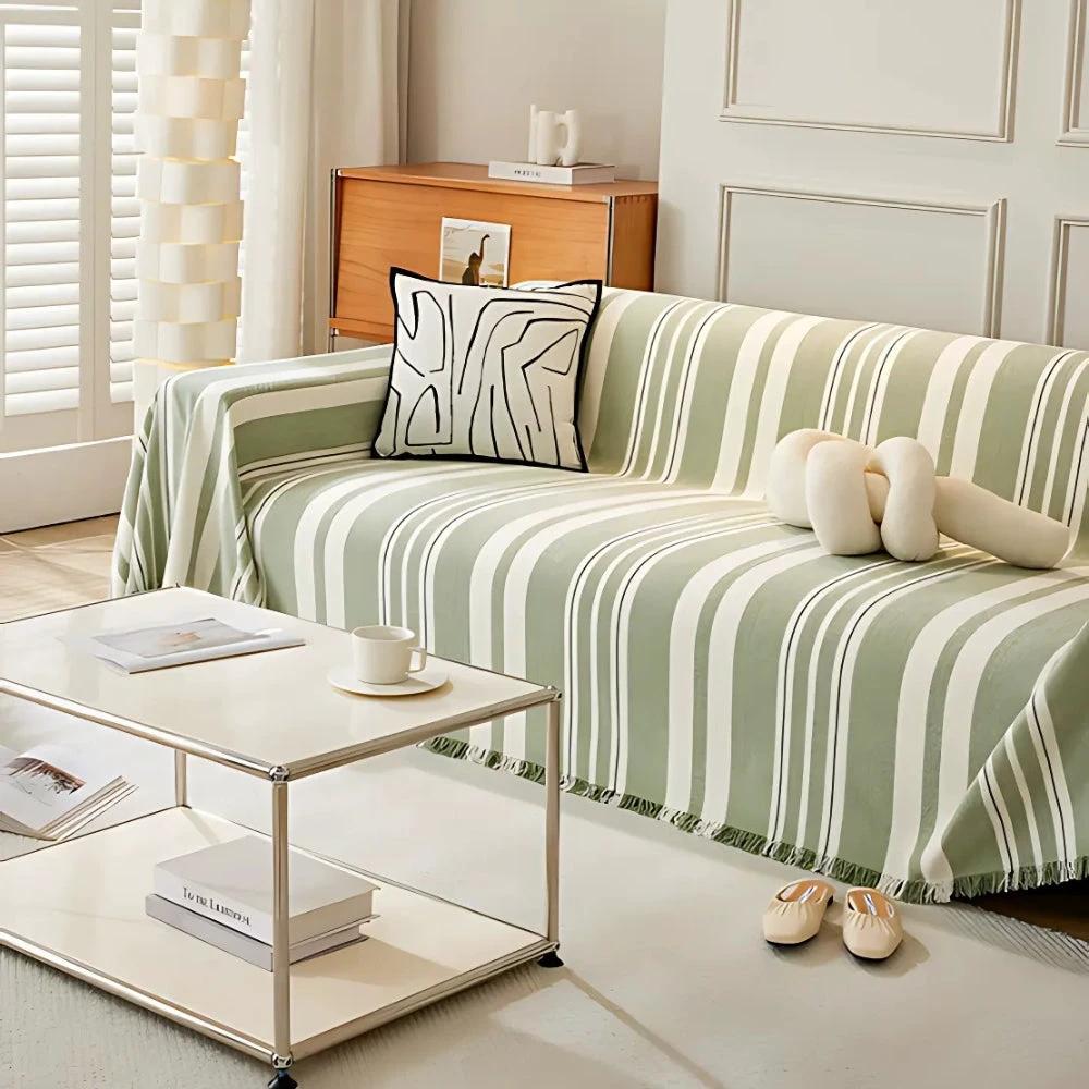 Classic Stripe Patterns Sofa Cover by Casa & Beyond