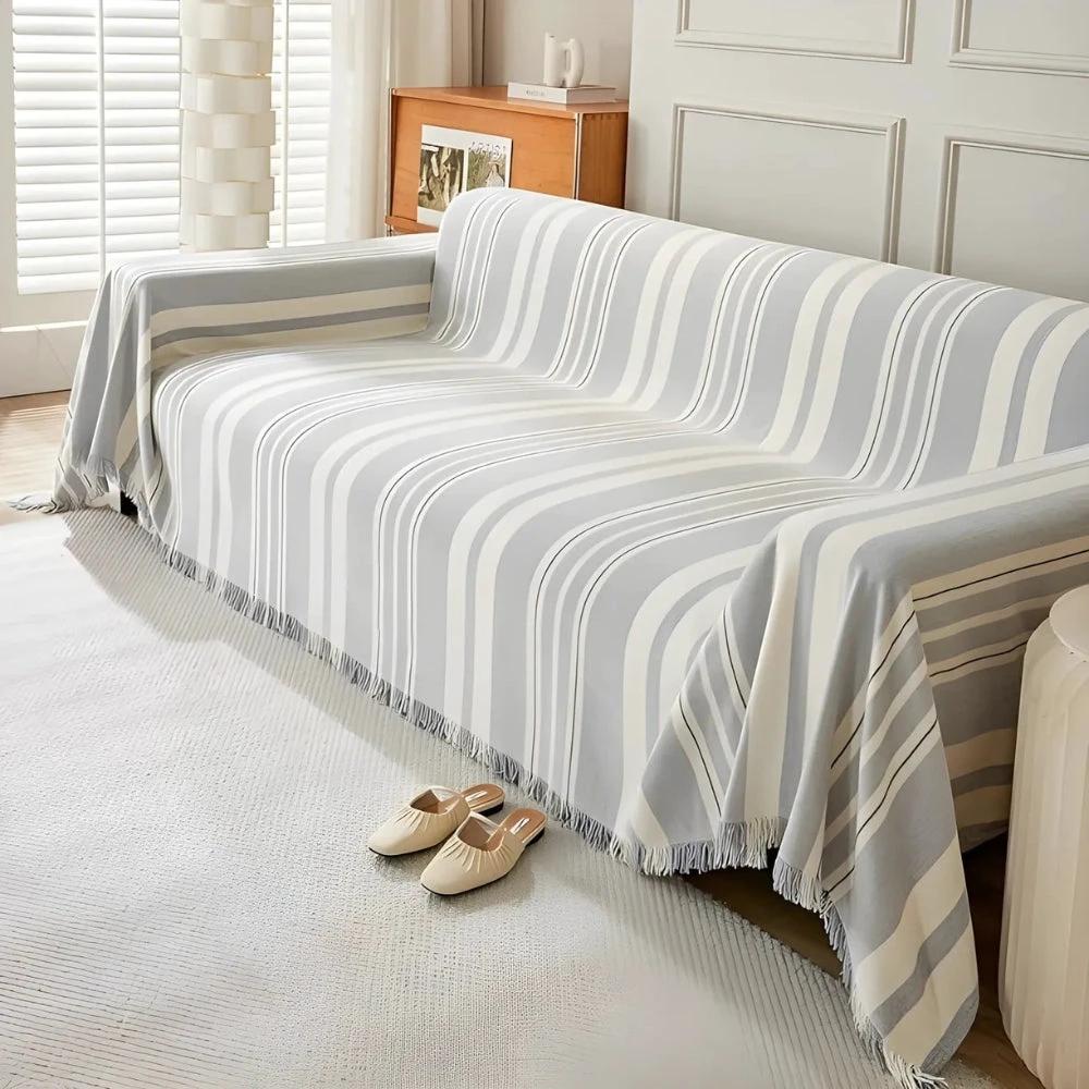 Classic Stripe Patterns Sofa Cover by Casa & Beyond