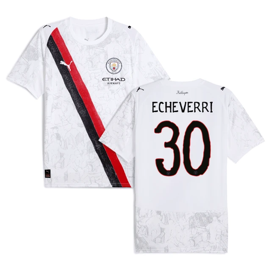 Claudio Echeverri 30 Manchester City 2025-26 Match Jersey – White by Soccer Jersey