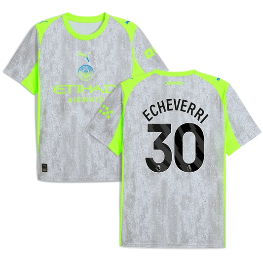 Claudio Echeverri 30 Manchester City 2025-26 Third Men Jersey – Gray by Soccer Jersey