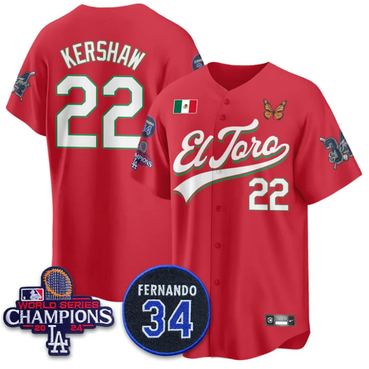 Clayton Kershaw Jersey #22 Dodgers Mexican El Toro For 34 Stitched Red by My Store