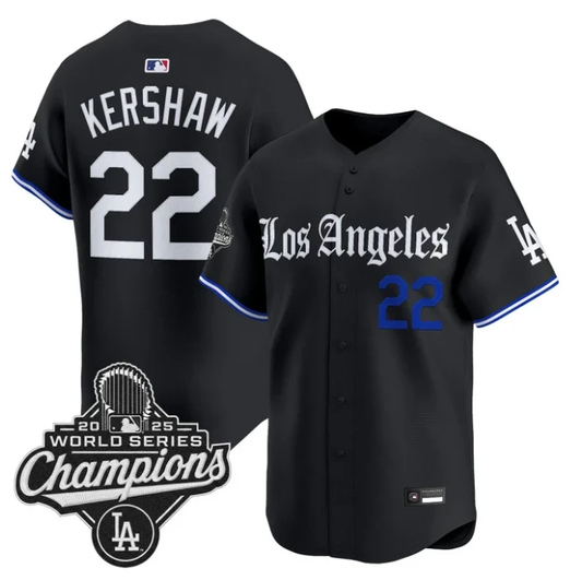 Clayton Kershaw Jersey #22 Los Angeles Dodgers Gothic Edition Premier Stitched by My Store