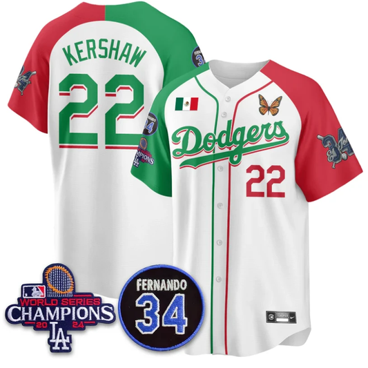 Clayton Kershaw Jersey #22 Los Angeles Dodgers Mexican For 34 Stitched Alternate by My Store