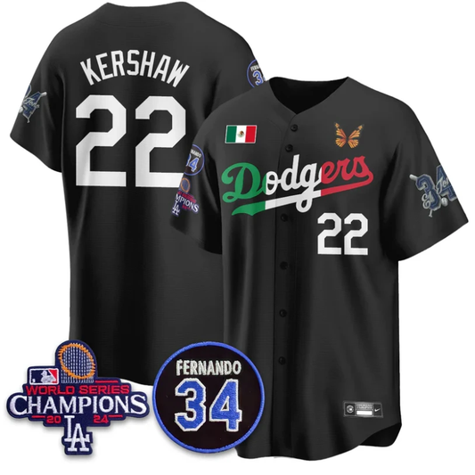 Clayton Kershaw Jersey #22 Los Angeles Dodgers Mexican For 34 Stitched Black by My Store