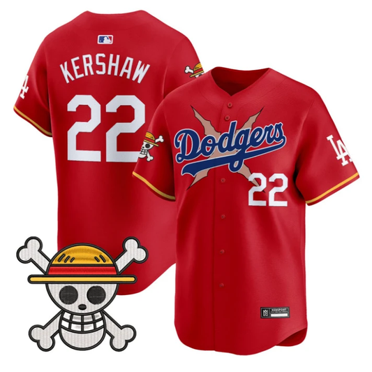 Clayton Kershaw Jersey #22 Los Angeles Dodgers One Piece 2025 Stitched Red by My Store
