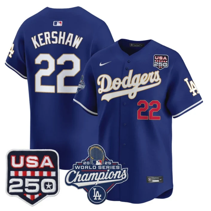 Clayton Kershaw Jersey #22 Dodgers 2025 World Series Champions 250 USA Stittched by My Store