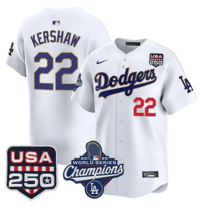Clayton Kershaw Jersey #22 Dodgers 2025 World Series Champions 250 USA Stittched by My Store
