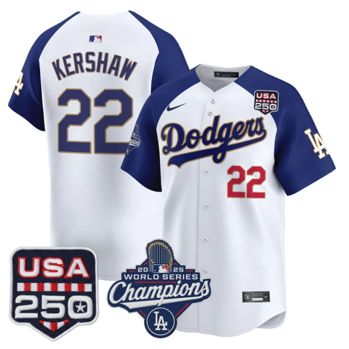 Clayton Kershaw Jersey #22 Dodgers 2025 World Series Champions 250 USA Stittched by My Store