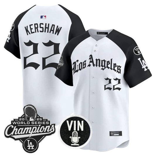 Clayton Kershaw Jersey #22 Dodgers 2025 World Series Champions LA Gothic by My Store