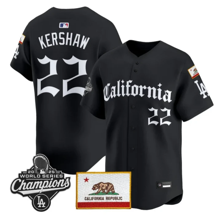 Clayton Kershaw Jersey #22 Dodgers California Gothic Edition Stitched by My Store
