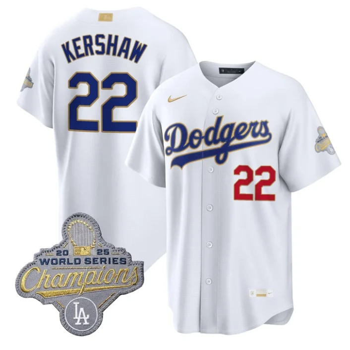 Clayton Kershaw Jersey #22 Dodgers Gold Collection Premier Stitched by My Store