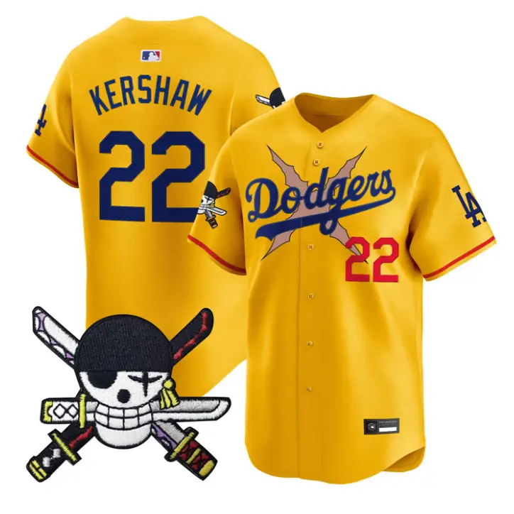Clayton Kershaw Jersey #22 Dodgers One Piece Zoro Patch Premier Stitched by My Store