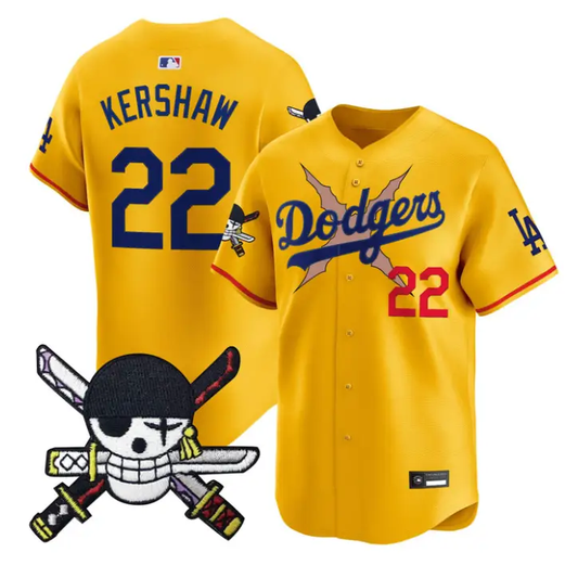 Clayton Kershaw Jersey #22 Dodgers One Piece Zoro Patch Premier Stitched by My Store