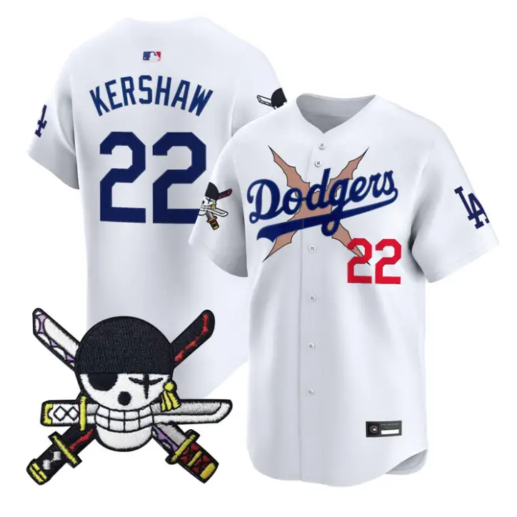 Clayton Kershaw Jersey #22 Dodgers One Piece Zoro Patch Premier Stitched by My Store