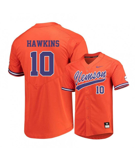 Clemson Tigers 10 Bryar Hawkins Orange Elite College Baseball Jersey by My Store