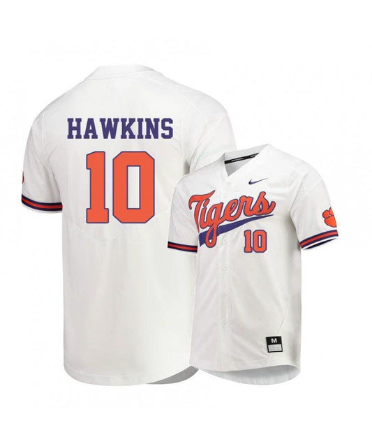 Clemson Tigers 10 Bryar Hawkins White Elite College Baseball Jersey by My Store