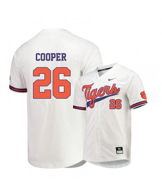 Clemson Tigers 26 Matt Cooper White Elite College Baseball Jersey by My Store