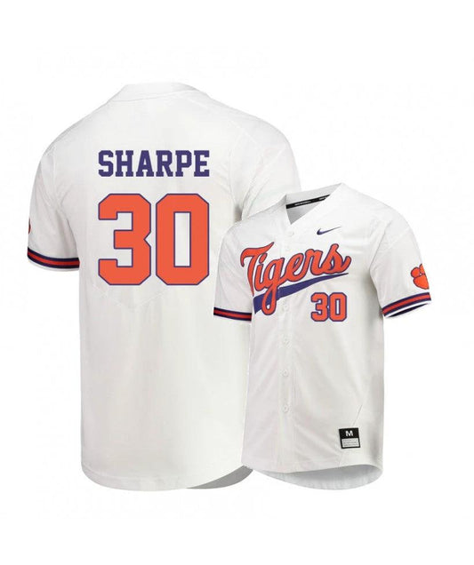 Clemson Tigers 30 Davis Sharpe White Elite College Baseball Jersey by My Store