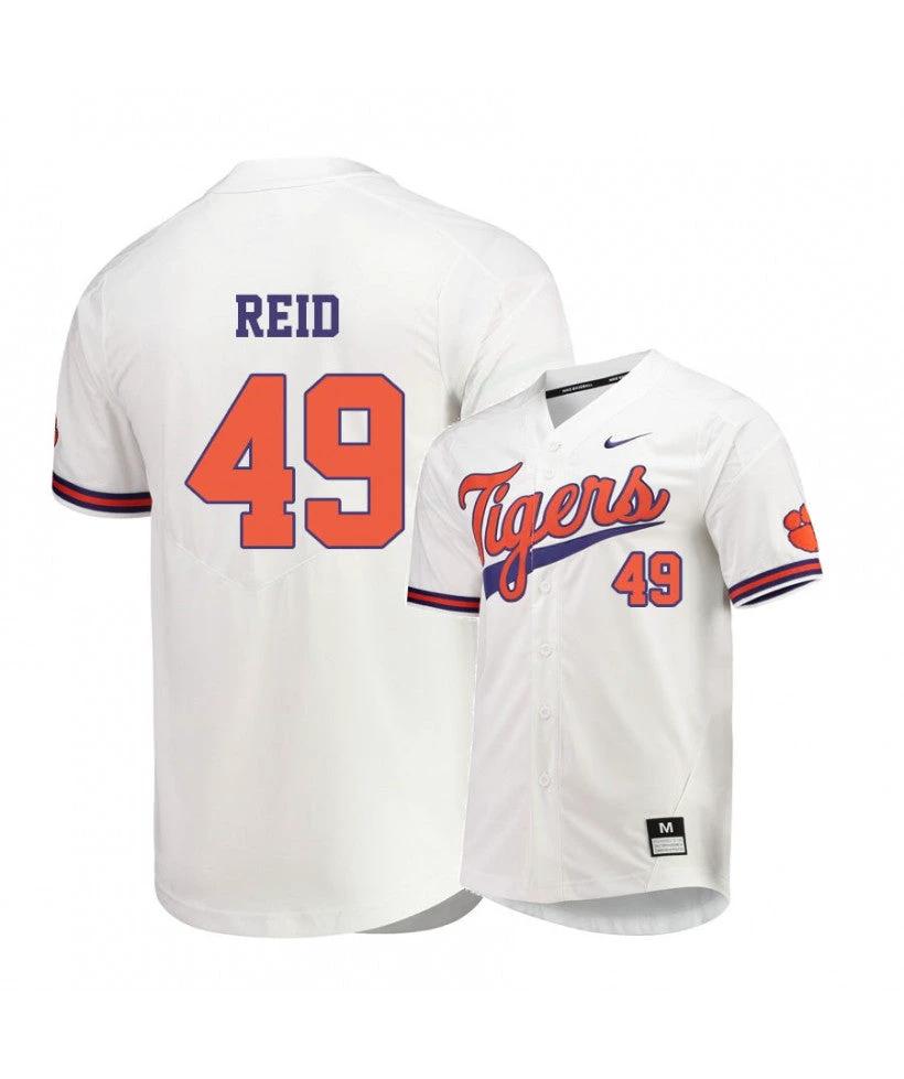 Clemson Tigers 49 Regan Reid White Elite College Baseball Jersey by My Store