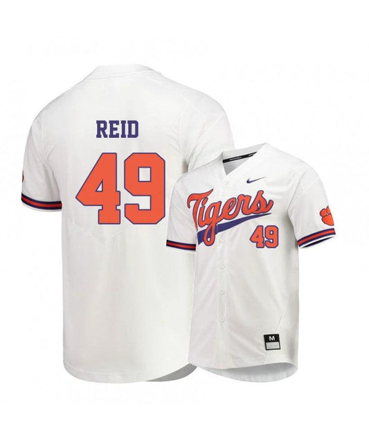 Clemson Tigers 49 Regan Reid White Elite College Baseball Jersey by My Store