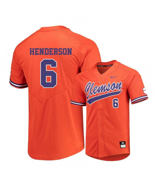 Clemson Tigers 6 Elijah Henderson Orange Elite College Baseball Jersey by My Store
