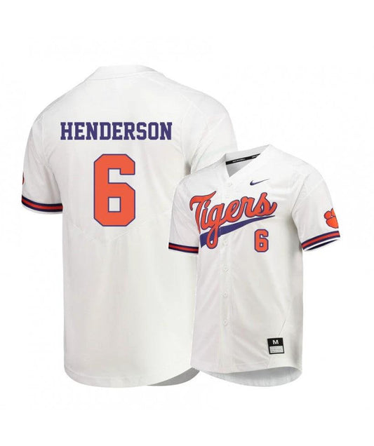 Clemson Tigers 6 Elijah Henderson White Elite College Baseball Jersey by My Store