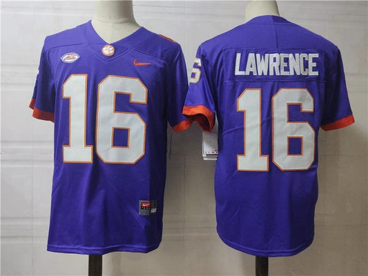 Clemson Tigers #16 Trevor Lawrence College Football Jersey Purple by My Store