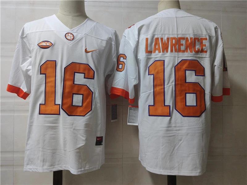 Clemson Tigers #16 Trevor Lawrence College Football Jersey White by My Store