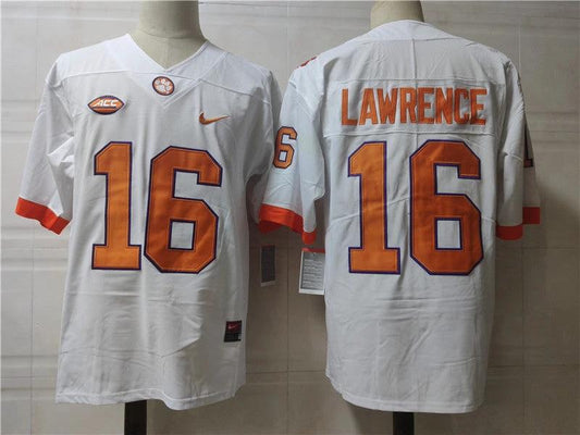 Clemson Tigers #16 Trevor Lawrence College Football Jersey White by My Store