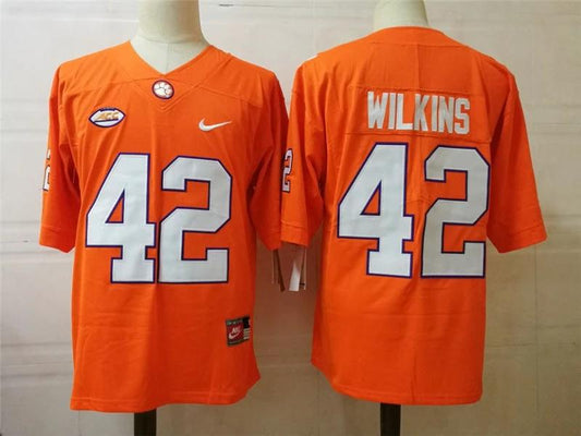 Clemson Tigers #42 Wilkins College Football Jersey Orange by My Store