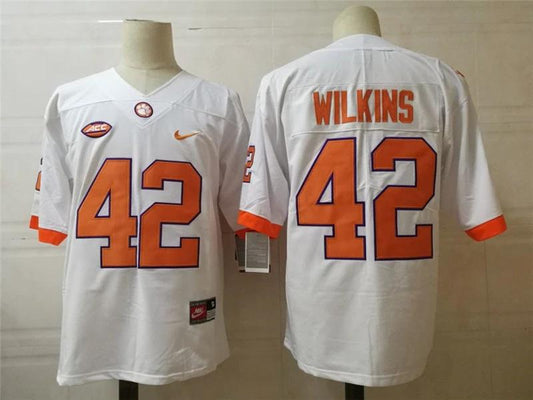 Clemson Tigers #42 Wilkins College Football Jersey White by My Store