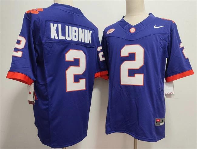 Clemson Tigers #2 Cade Klubnik Jersey F.U.S.E. Football Stitched by My Store NCAA Football Jerseys