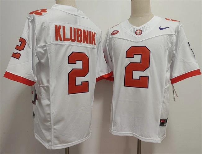 Clemson Tigers #2 Cade Klubnik Jersey F.U.S.E. Football Stitched by My Store NCAA Football Jerseys