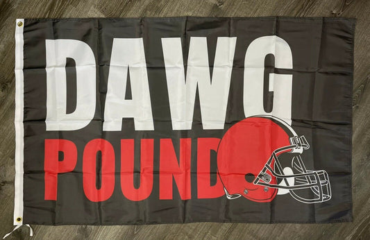 Cleveland Browns Dawg Pound Flag 3x5 Sports Brown Banner Man-Cave Garage Bar by flagsjustdoit