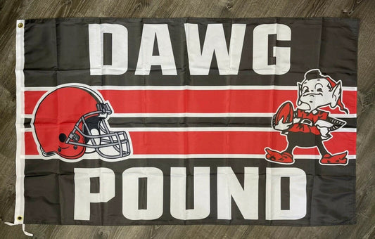 Cleveland Browns Dawg Pound Flag 3x5 ft Sports Brown Banner Man-Cave Garage Bar by flagsjustdoit