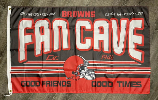 Cleveland Browns Fan Cave Flag 3x5 ft Sports Banner Man-Cave Garage by flagsjustdoit