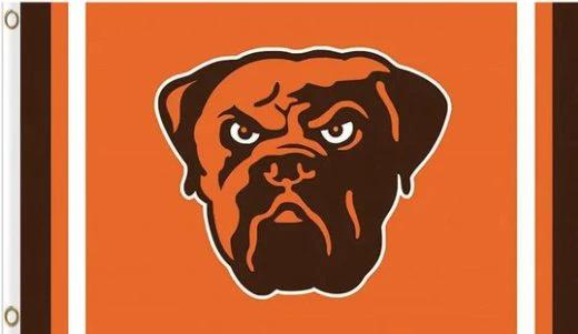 Cleveland Browns Logo Two Strip Flag 3X5 Ft Polyester Banner USA 90x150cm by flagsjustdoit