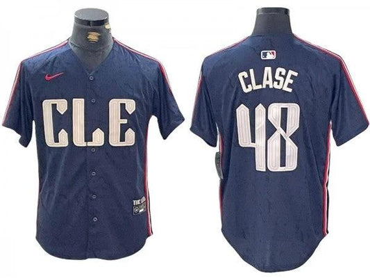Cleveland Guardians #48 Emmanuel Clase Navy 2024 City Connect Limited Jersey by My Store