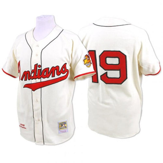 Cleveland Indians Bob Feller Cream 1948 Throwback Jersey by My Store