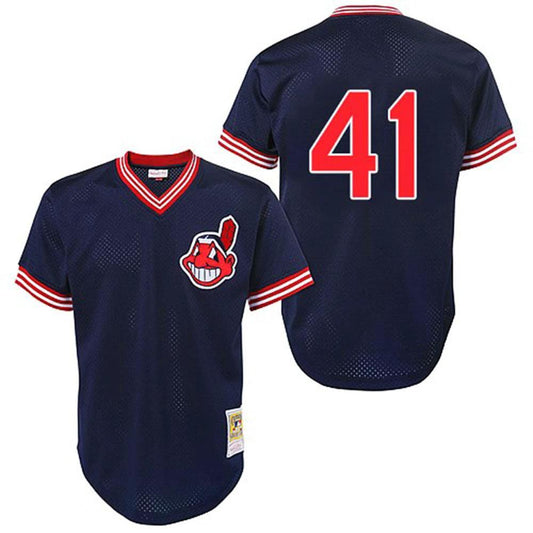 Cleveland Indians Carlos Santana Navy Throwback Mesh Pullover Jersey by My Store