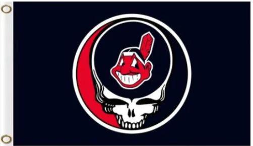Cleveland Indians Dead Skull Black flag 3X5Ft Banner USA Polyester with Brass Grommets by flagsjustdoit