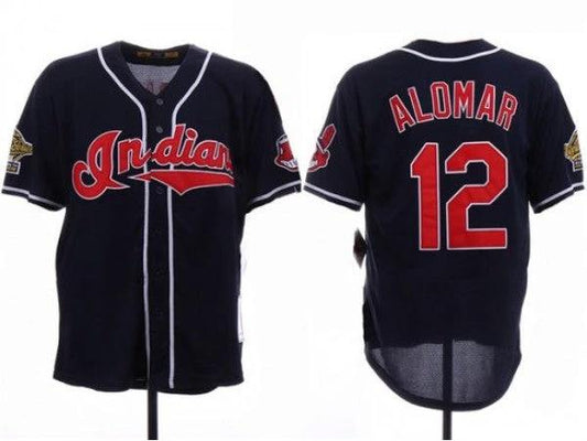Cleveland Indians #12 Roberto Alomar Navy 1995 World Series Cooperstown Collection Cool Base Jersey by My Store